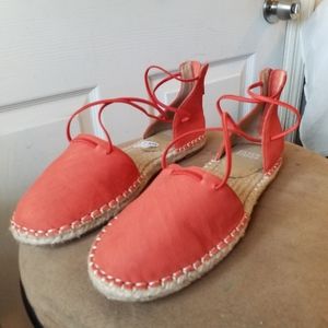 Eileen Fisher Lace Espadrille Wrap tangelo Nubuck Sandals Size 7.5 NWT